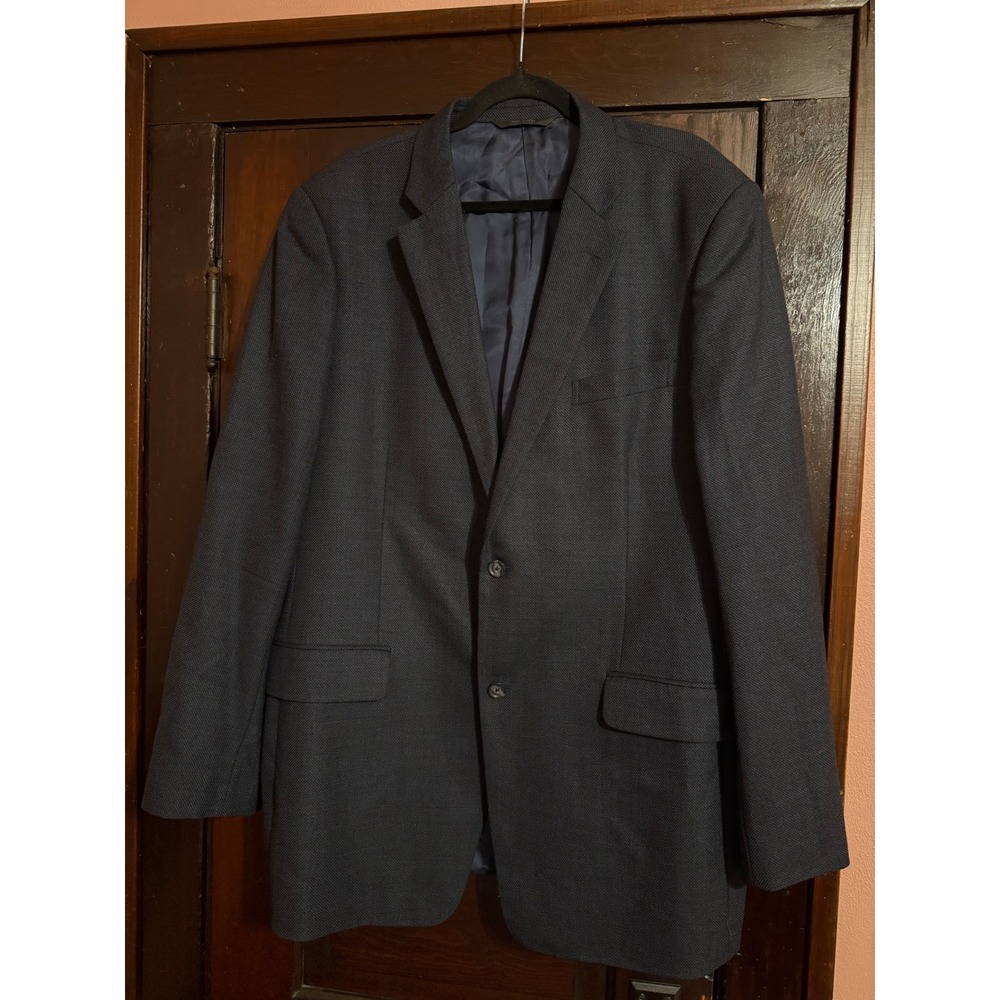 John W Nordstrom Mens Navy Blue 100% Wool Blazer Sport Coat 46XL